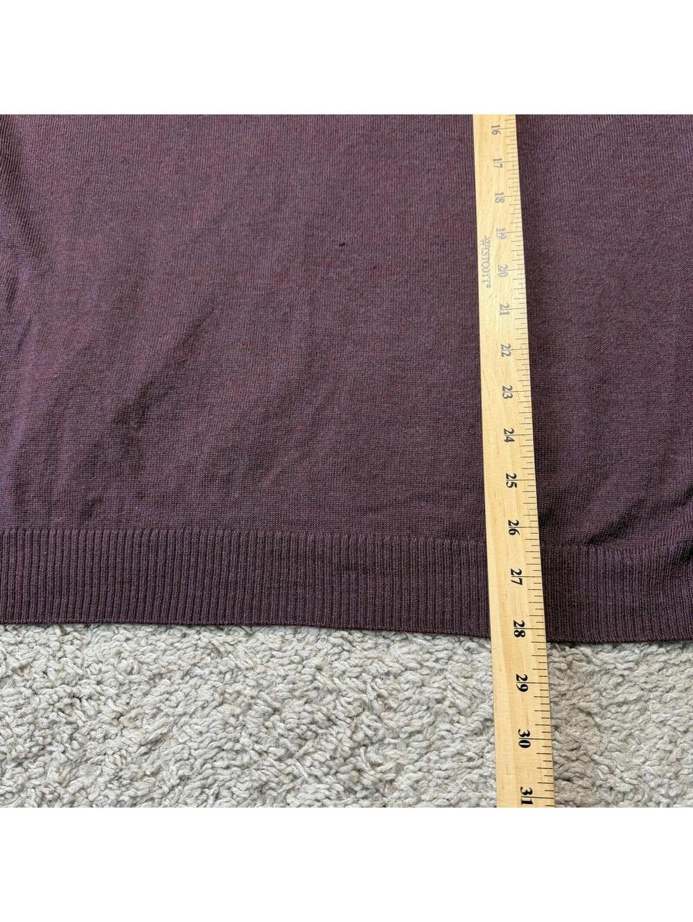 Pronto Uomo Men's 100% Extra Fine Merino Wool V-neck Sweater Size XL Purple - Picture 4 of 5